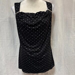 White House Black Market Black and White Polka Dot Blouse